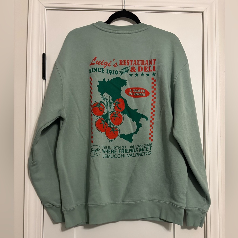 Luigi's Restaurant & Deli Men's Green Crewneck Sweater